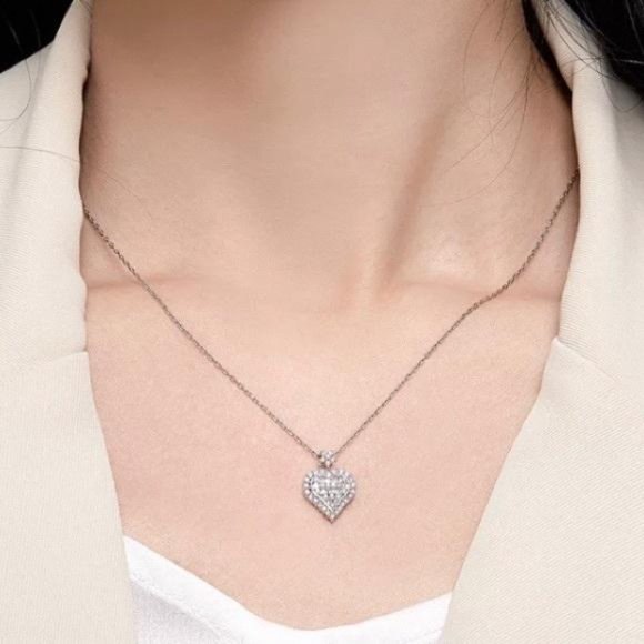 NEW 925 Sterling Silver Diamond Pendant Necklace, nice Necklace, cute Necklace - Picture 2 of 8